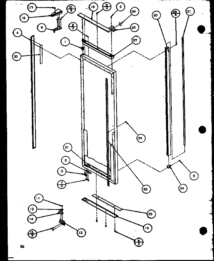 REF DOOR Diagram and Parts List for SBI20K P1102509W Amana Refrigerator