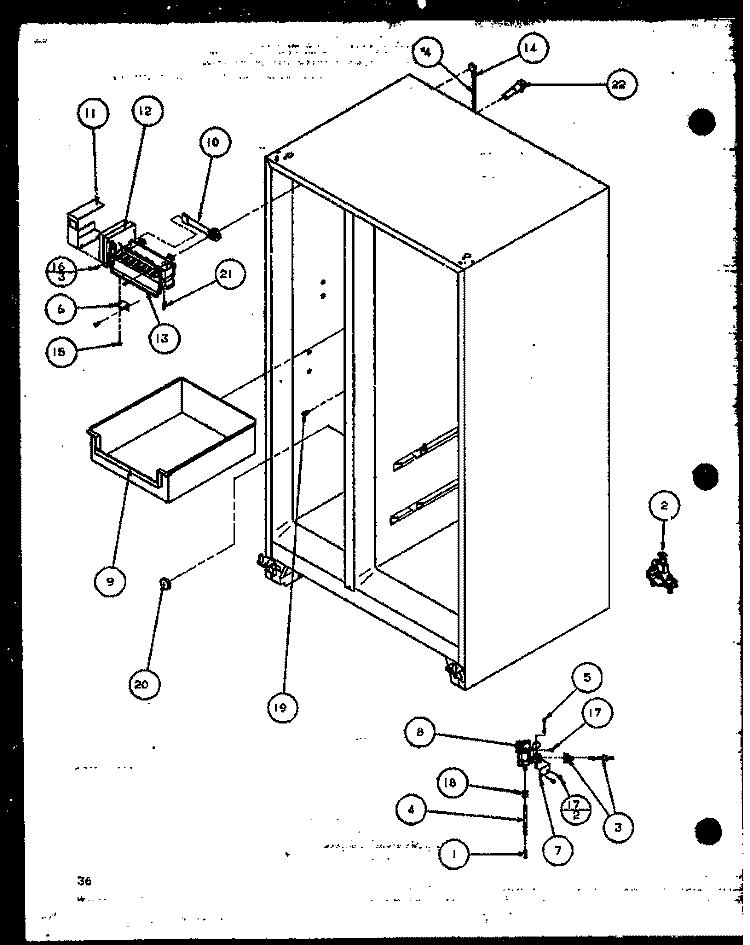 FACTORY INSTALLED ICE MAKER Diagram and Parts List for SBI20K P1102509W Amana Refrigerator