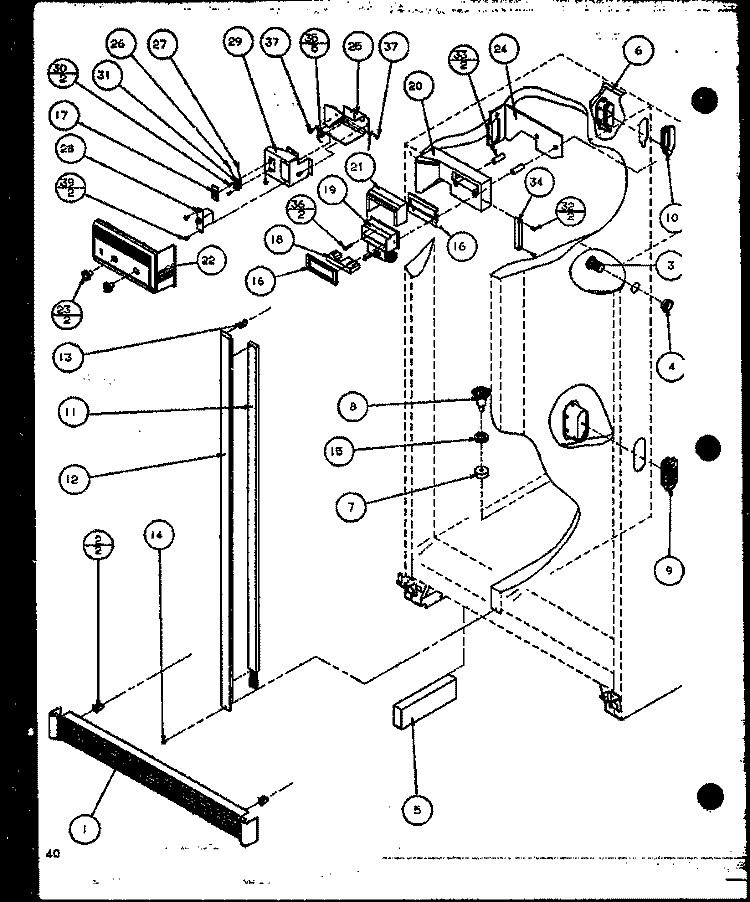 REF / FZ CONTROLS AND CABINET PARTS Diagram and Parts List for SBI20K P1102509W Amana Refrigerator