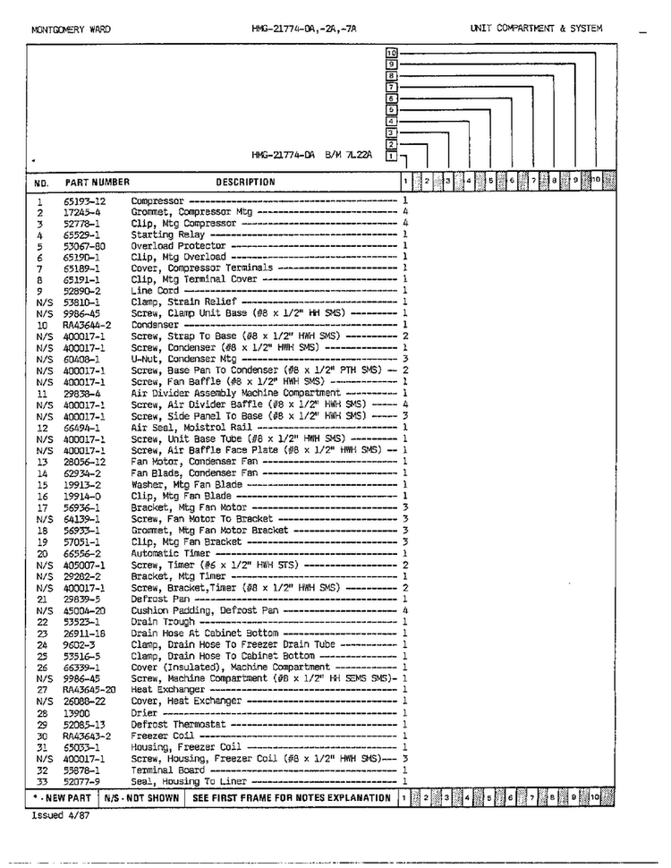 Unit Compartment And System Page 2 Diagram and Parts List for 21774A  Admiral Refrigerator