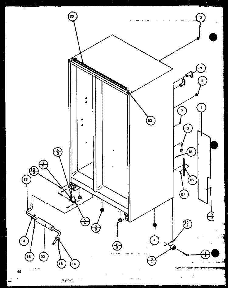 ROLLERS AND BACK UNIT Diagram and Parts List for SBI20K P1102509W Amana Refrigerator