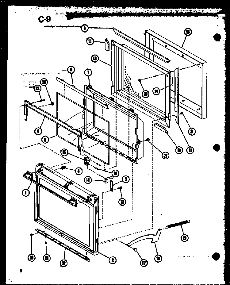 Door Diagram and Parts List for RR-1010 P75414-4M Amana Microwave