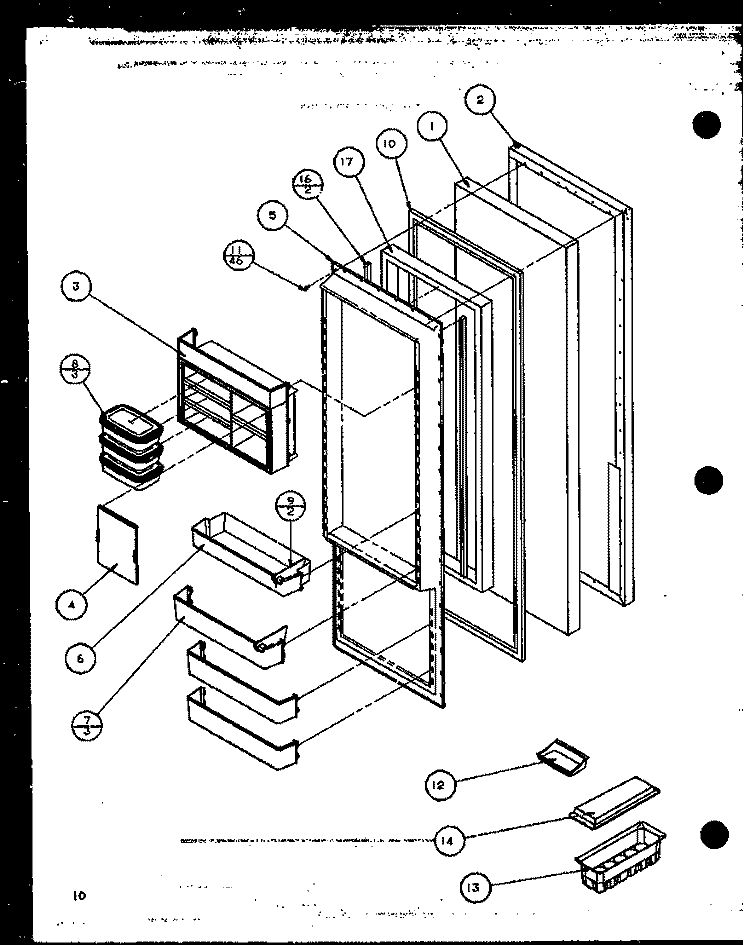 REF DOOR Diagram and Parts List for 36551 P1108802W Litton Refrigerator