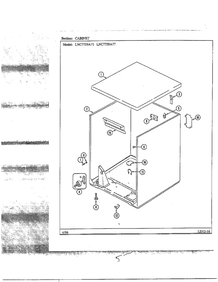 Cabinet Diagram and Parts List for LNC7759A77  Maytag Dryer