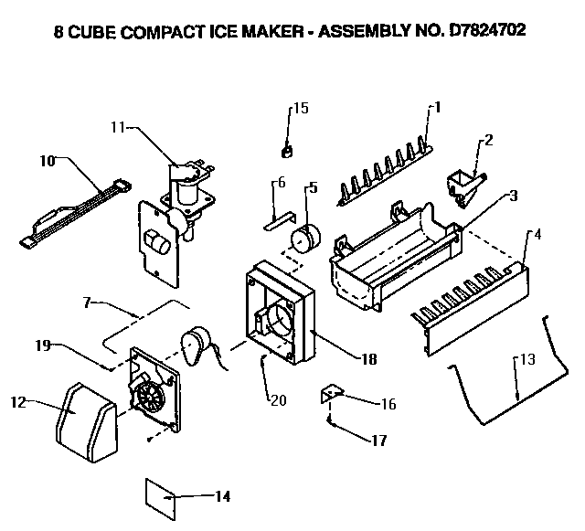 Icemaker Compact Diagram and Parts List for TX18R-P1158412W  Amana Refrigerator