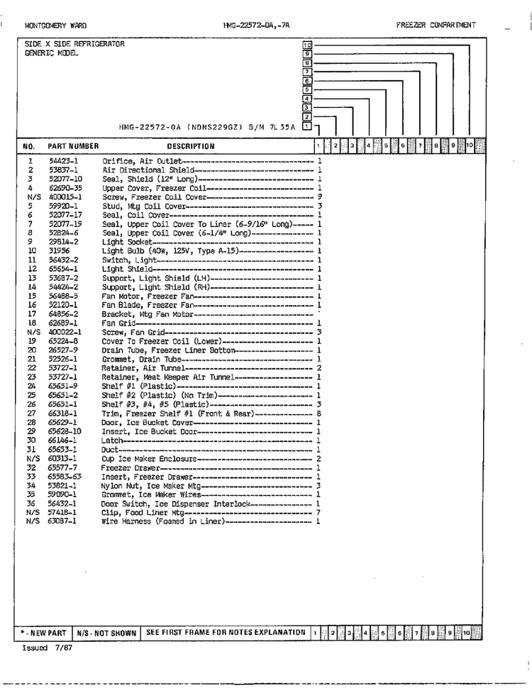 Freezer Compartment Page 2 Diagram and Parts List for 22572A  Admiral Refrigerator