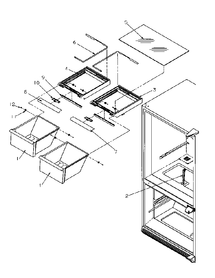 Crisper Compartment Diagram and Parts List for BR22S6E-P1196703WE  Amana Refrigerator