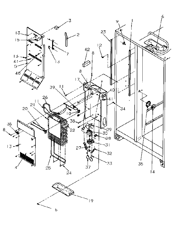 Evaporator And Air Handling Diagram and Parts List for SRDE528SW-P1184901WW  Amana Refrigerator