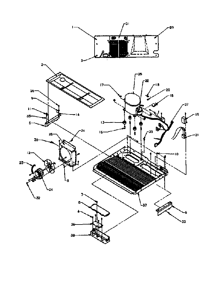 Machine Compartment Diagram and Parts List for 1999CIWEW-P1171101WW  Amana Refrigerator