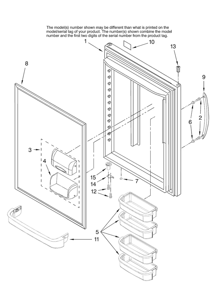 Refrigerator Door Parts Diagram and Parts List for ABL2222FES12  Amana Refrigerator