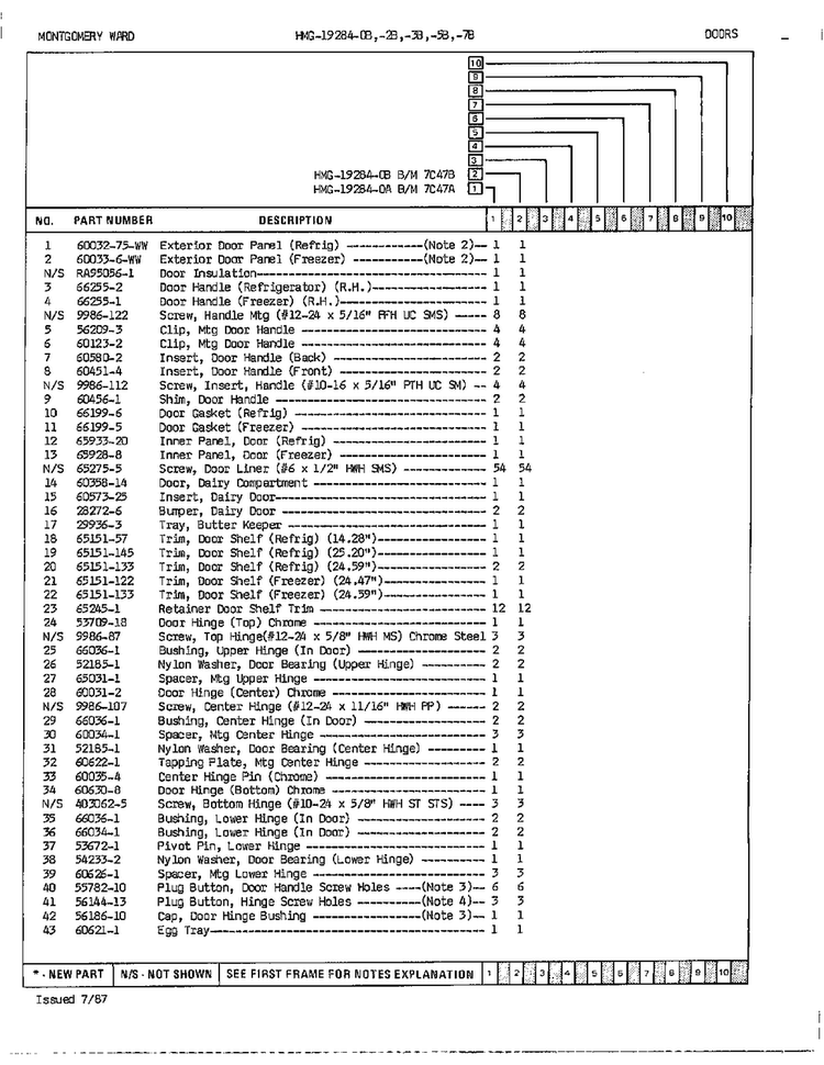 Doors/misc Page 2 Diagram and Parts List for 19284A  Admiral Refrigerator
