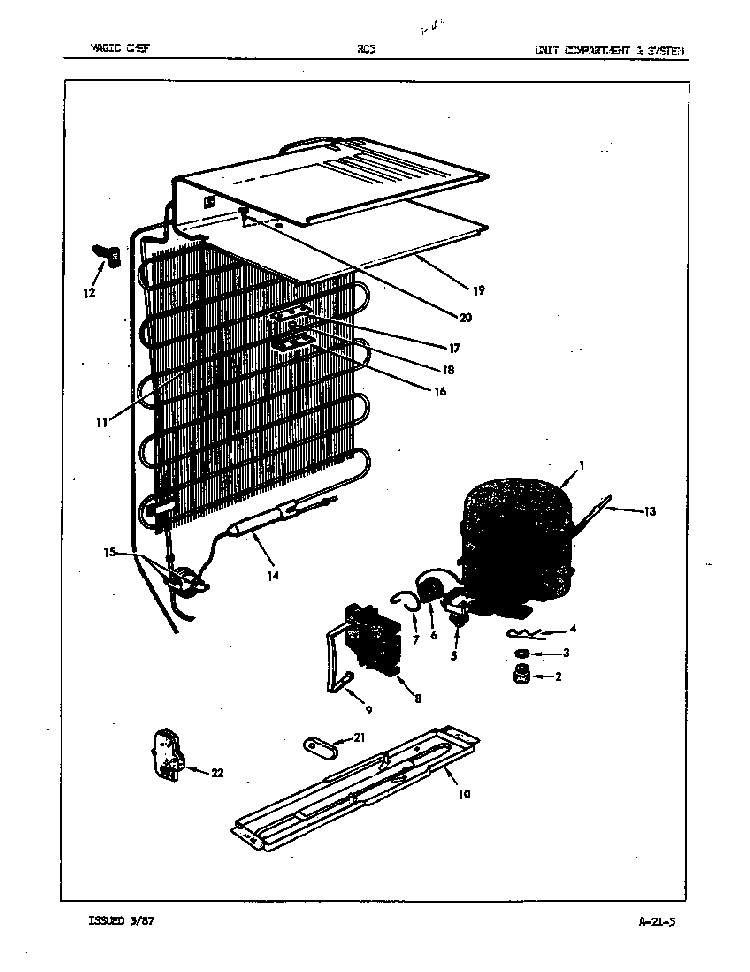 Unit Compartment & System Diagram and Parts List for RC5S E6S02 Maytag Refrigerator