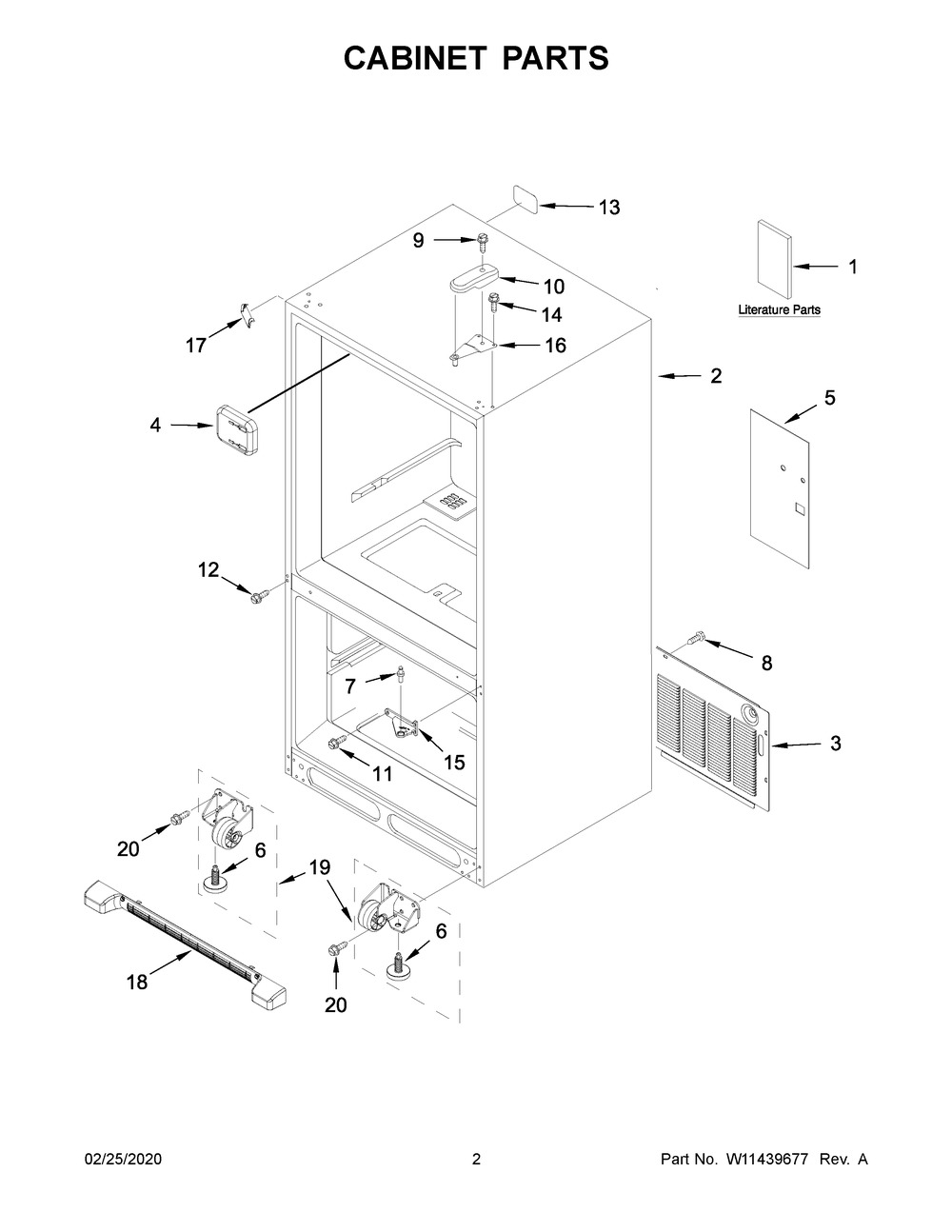 Cabinet Parts Diagram and Parts List for MBL1957FEZ05  Maytag Refrigerator