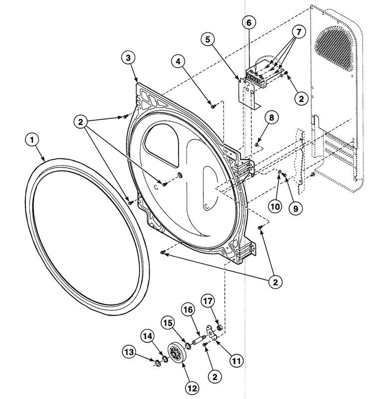 Roller Assy Diagram and Parts List for SDE907QF1724  Speed Queen Dryer