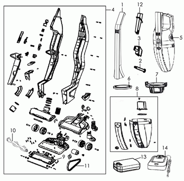 Diagram Diagram and Parts List for BH52130  Hoover Upright Vacuum