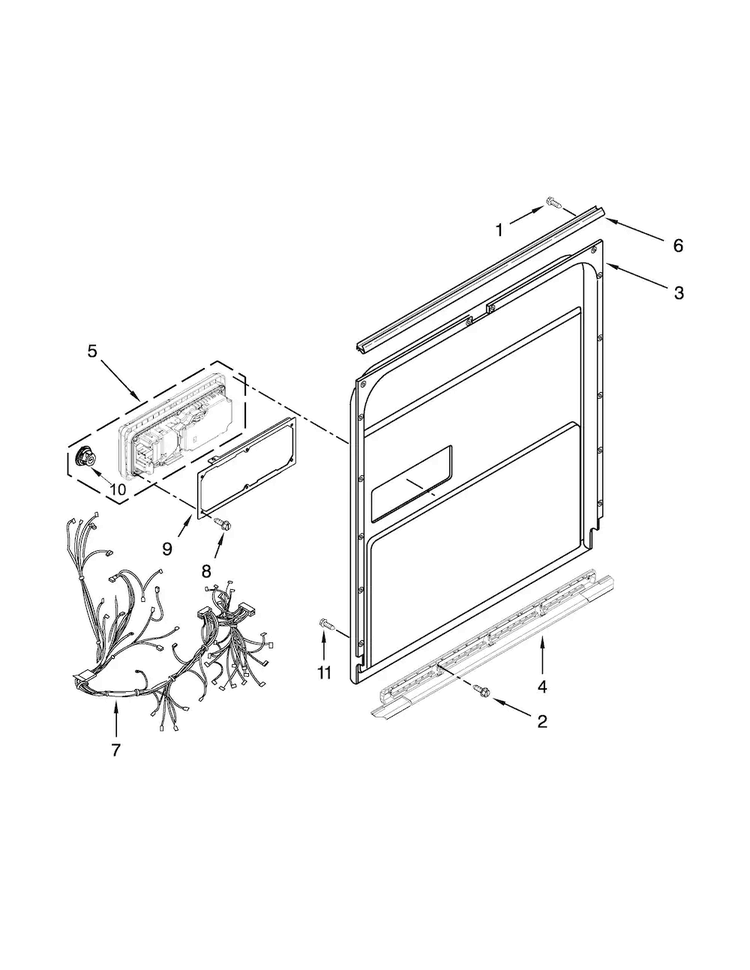 Inner Door Parts Diagram and Parts List for JDB8200AWP3  Jenn-Air Dishwasher