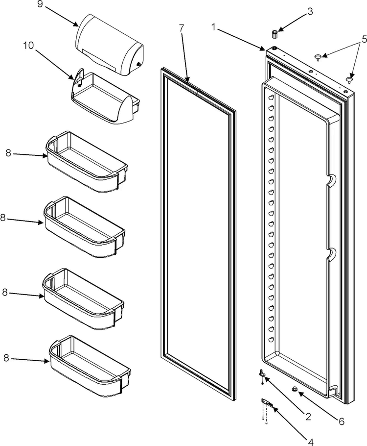 Refrigerator Door Diagram and Parts List for ASD2622HRS-ASD2622HRS0  Amana Refrigerator