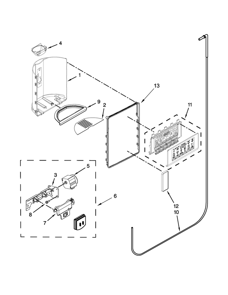 Dispenser Parts Diagram and Parts List for JSC24C8EAM01  Jenn-Air Refrigerator