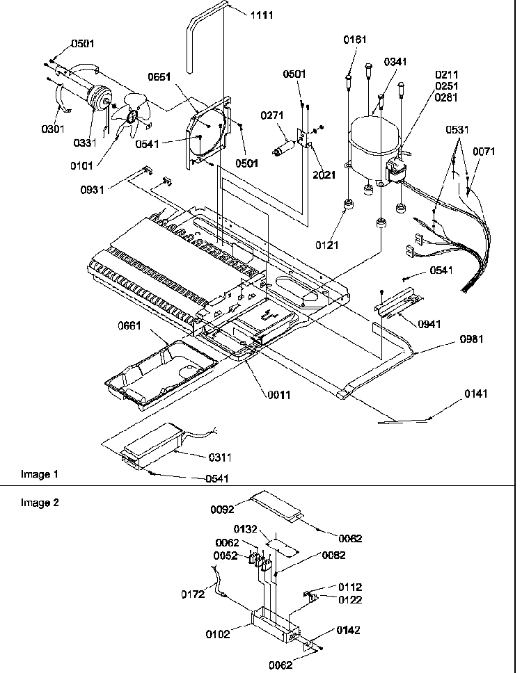Machine Compartment Diagram and Parts List for SRDE520SW-P1183103WW  Amana Refrigerator
