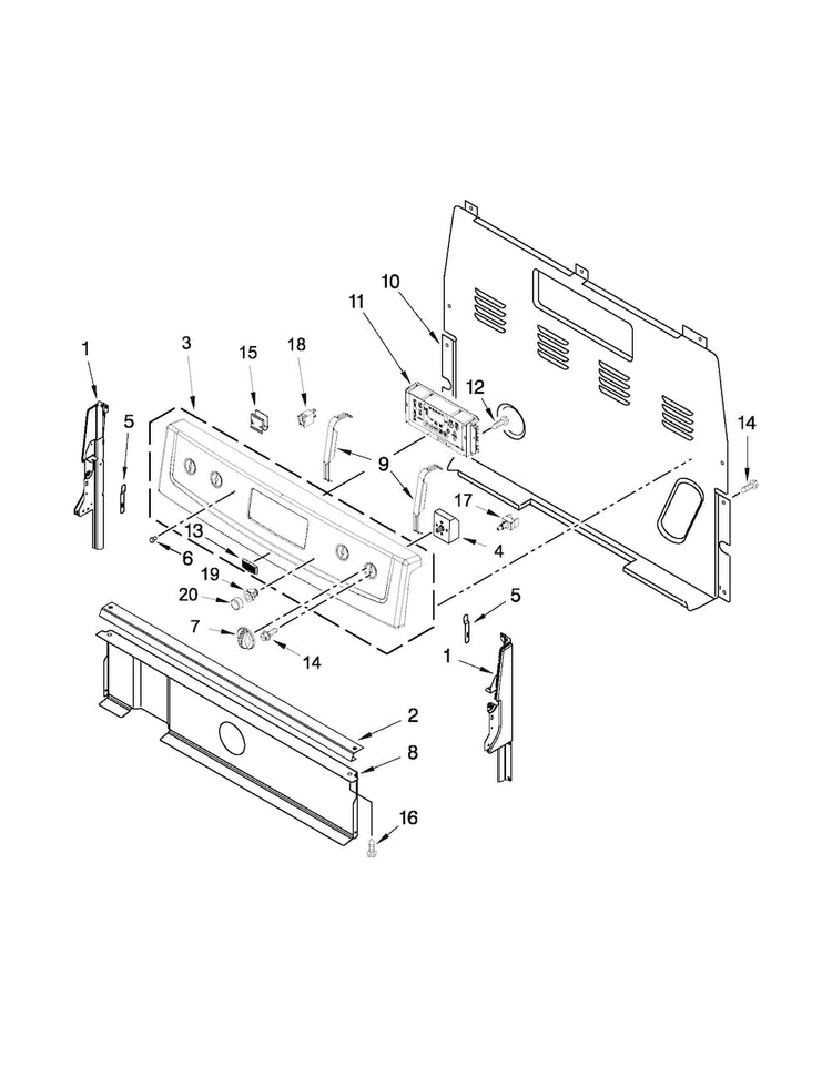 Control Panel Parts Diagram and Parts List for MER7685BB0  Maytag Range