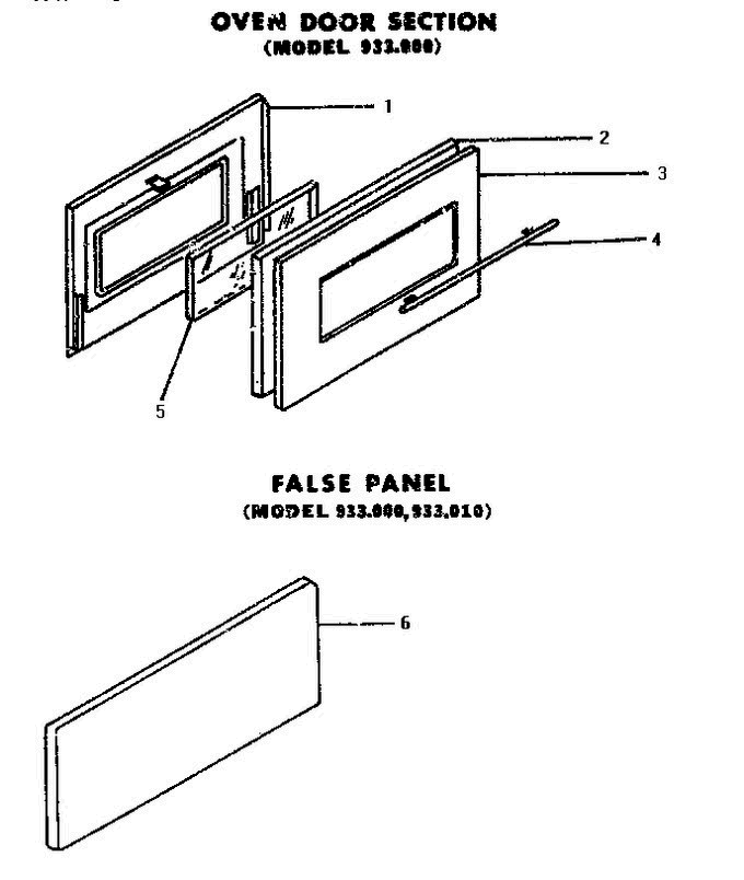 04 - Oven Door And False Panel Diagram and Parts List for 933010  Litton Microwave Oven Combo