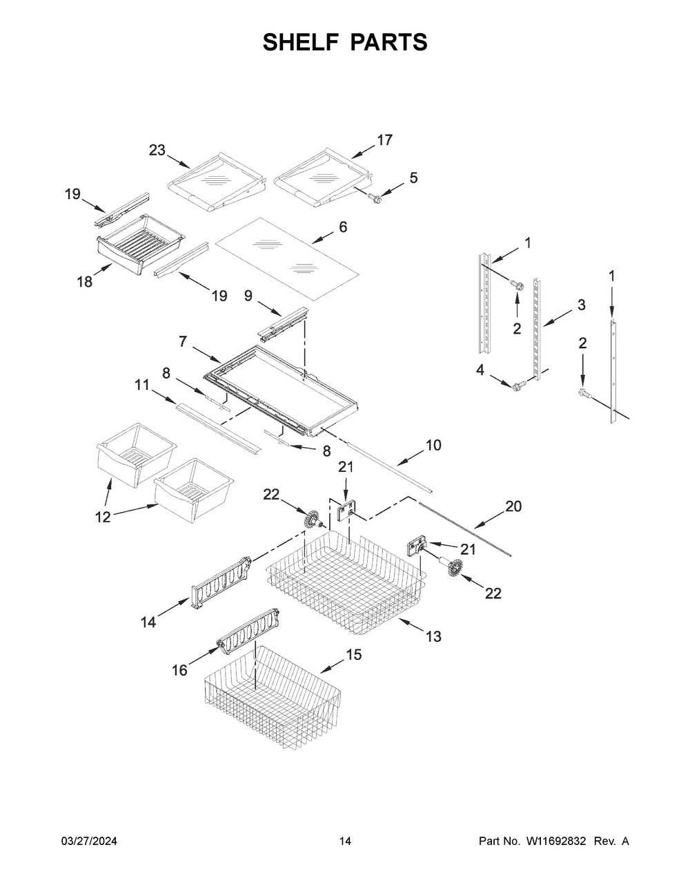 Shelf Parts Diagram and Parts List for ABB1924BRM05  Amana Refrigerator