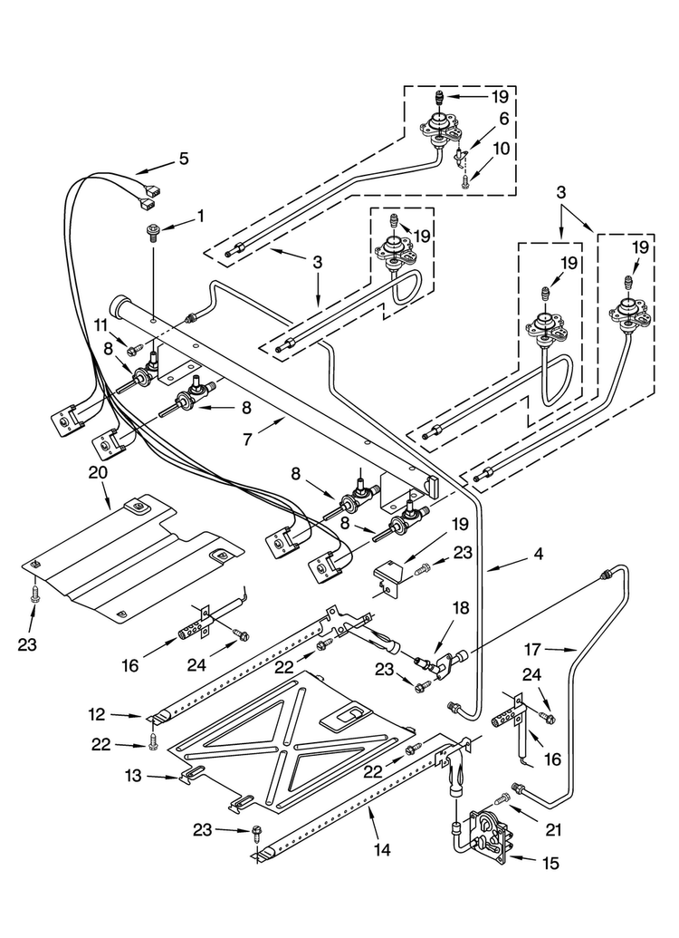 Manifold Parts Diagram and Parts List for AGR6011VDS1  Amana Range
