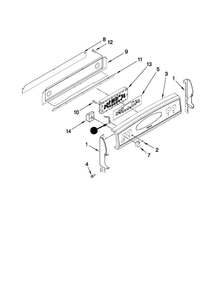 Control Panel Parts Diagram and Parts List for MER6751AAS24  Maytag Range