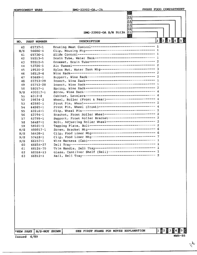 Fresh Food Compartment Page 3 Diagram and Parts List for 22902-OA  Admiral Refrigerator