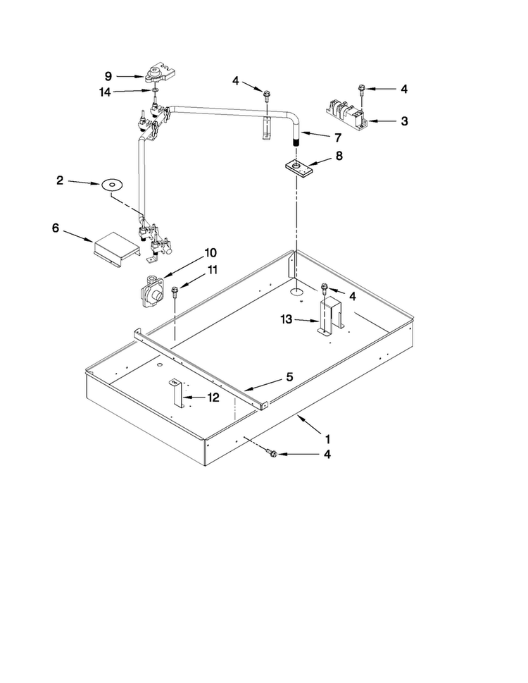 Burner Box, Gas Valves, And Switches Diagram and Parts List for JGC9430BDS14  Jenn-Air Cooktop