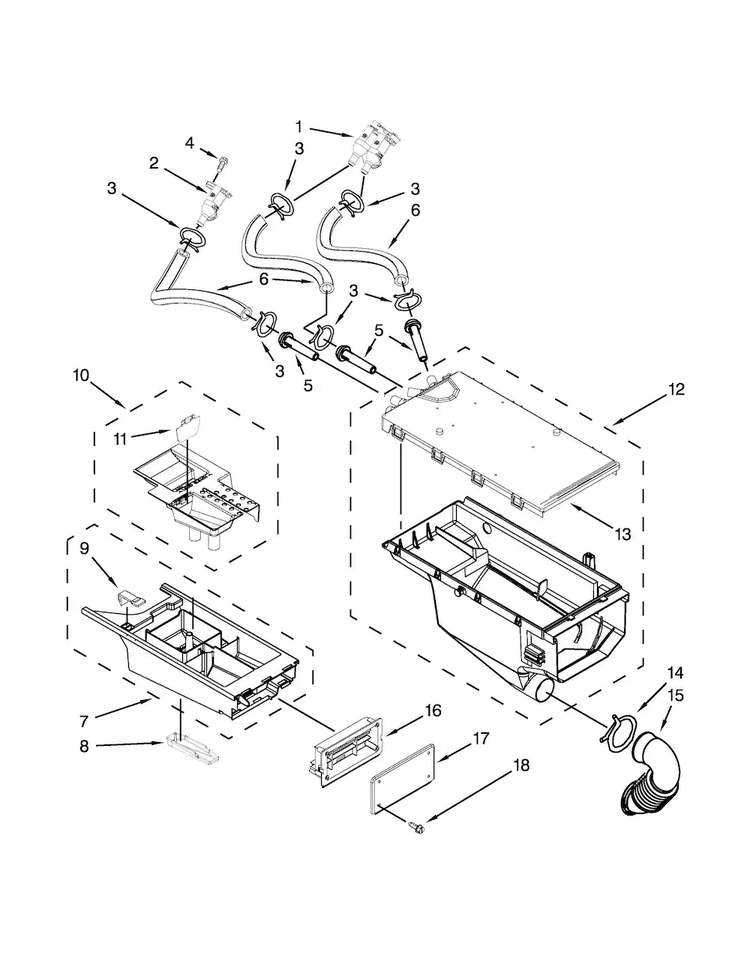 Dispenser Parts Diagram and Parts List for MLE20PRBZW2  Maytag Washer Dryer Combo
