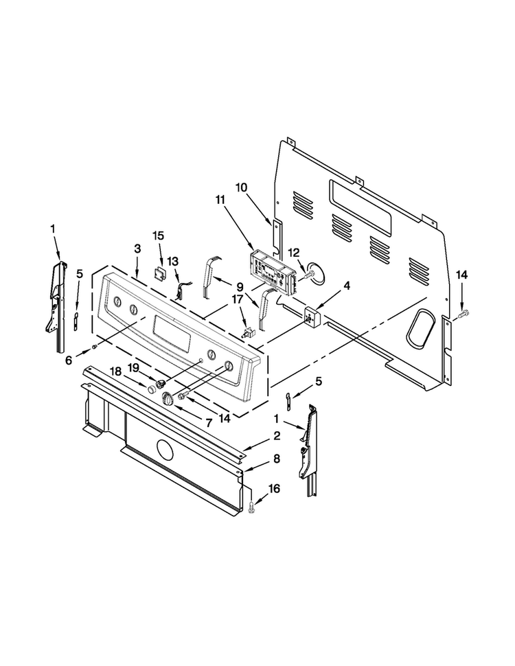 Control Panel Parts Diagram and Parts List for MER7664XB0  Maytag Range