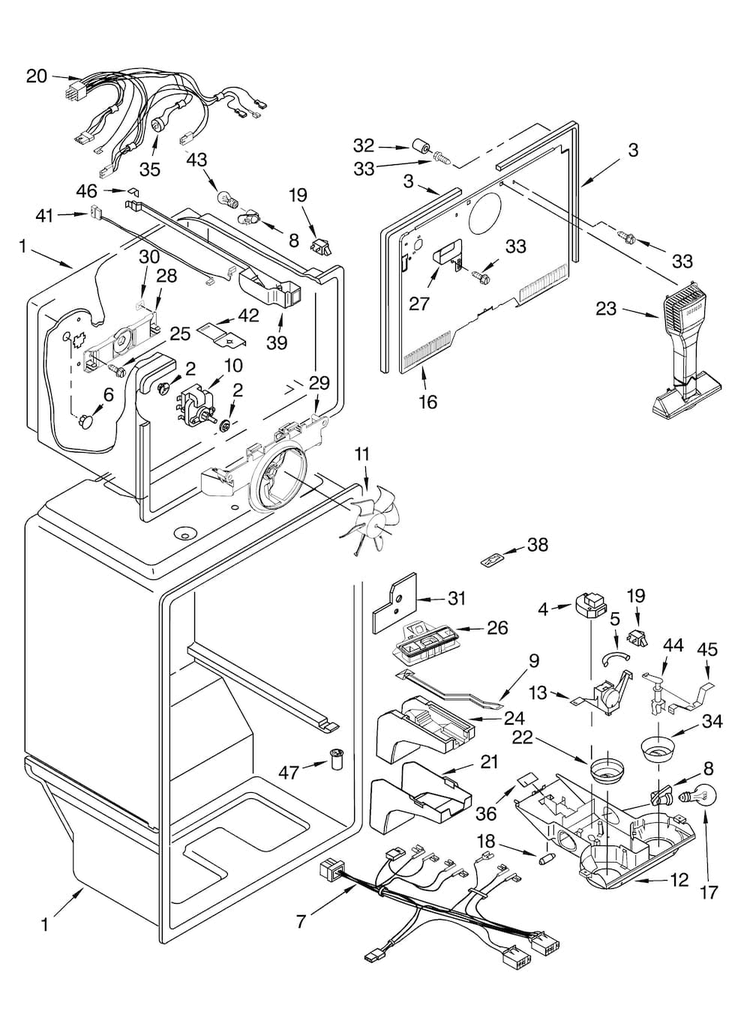 Liner Parts Diagram and Parts List for ATB2232MRB01  Amana Refrigerator