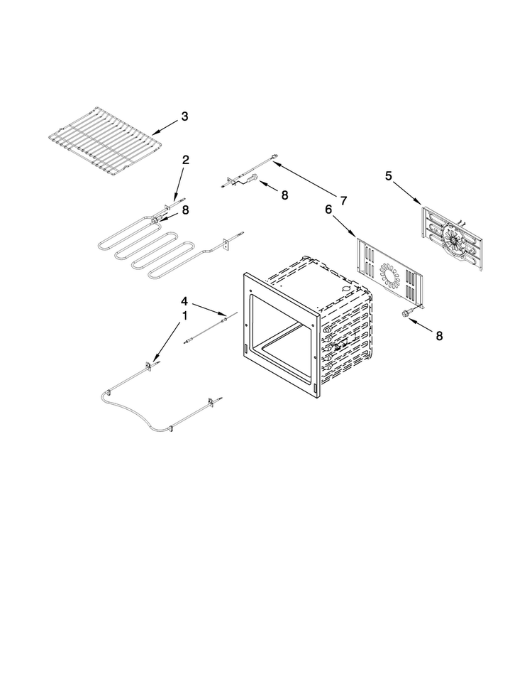 Internal Oven Parts Diagram and Parts List for JES9800CAF17  Jenn-Air Range