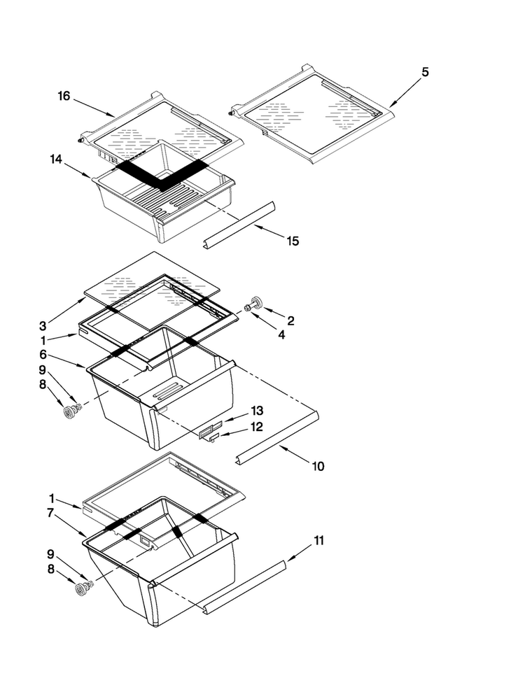 Refrigerator Shelf Parts Diagram and Parts List for MSD2573VES02  Maytag Refrigerator