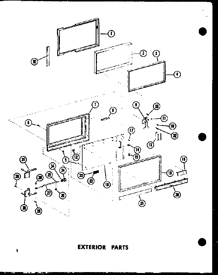 Exterior Parts Diagram and Parts List for RC7A-D P72651-2M Amana Microwave