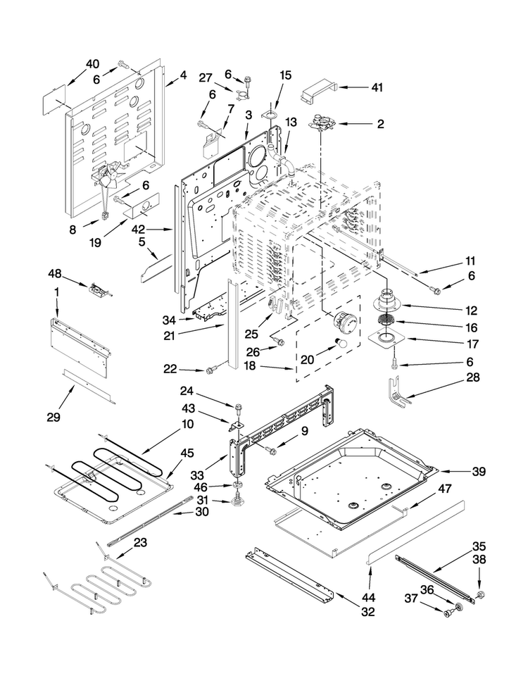 Chassis Parts Diagram and Parts List for MES5775BAN20  Maytag Range