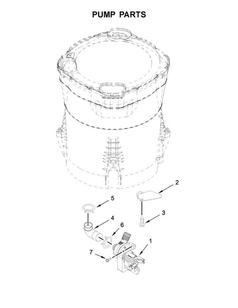 Pump Parts Diagram and Parts List for MVWB765FC1  Maytag Washer