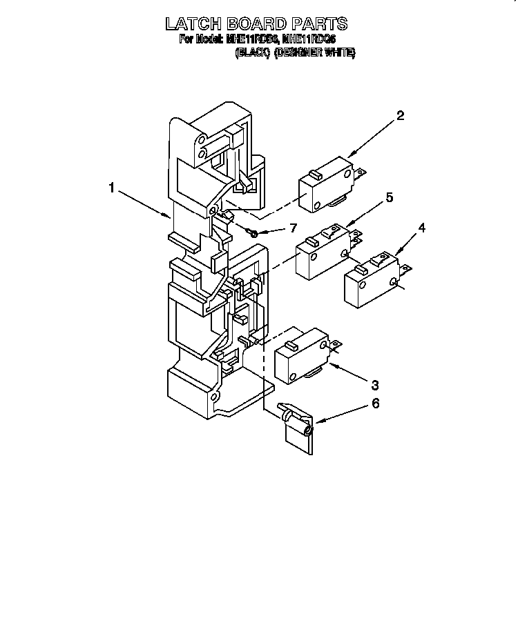 Latch Board Diagram and Parts List for MHE11RDQ6  Maytag Microwave