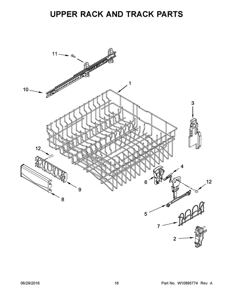 Upper Rack And Track Parts Diagram and Parts List for MDB8979SFZ0  Maytag Dishwasher