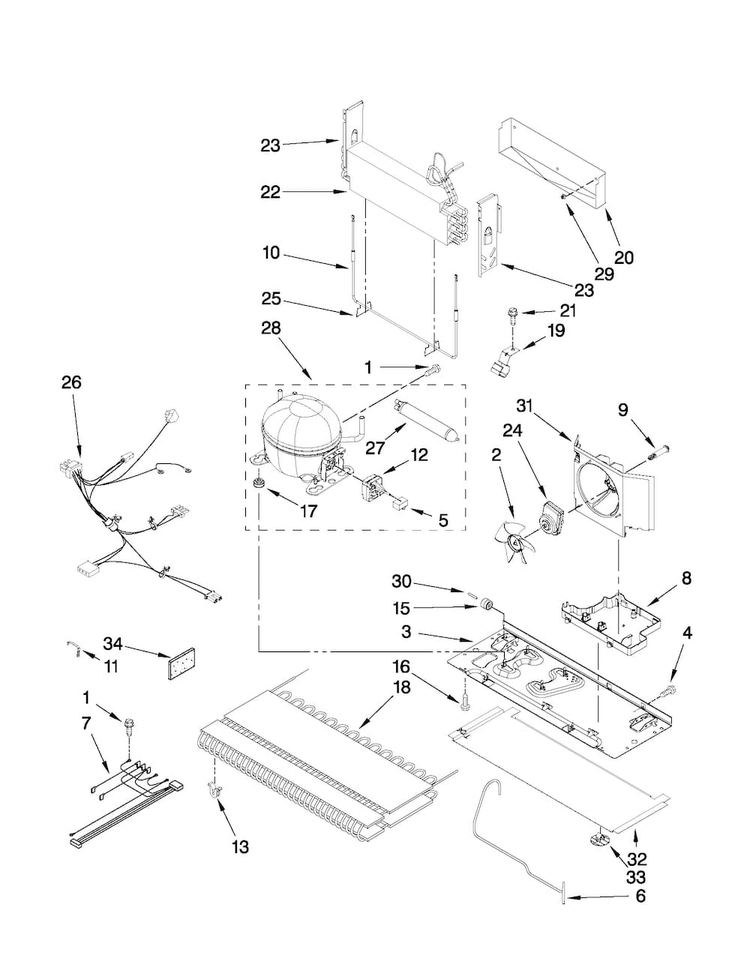Unit Parts Diagram and Parts List for AFD2535FES8  Amana Refrigerator