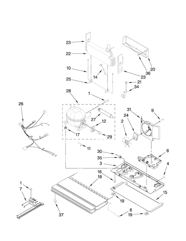 Unit Parts Diagram and Parts List for ABB2221FEB2  Amana Refrigerator