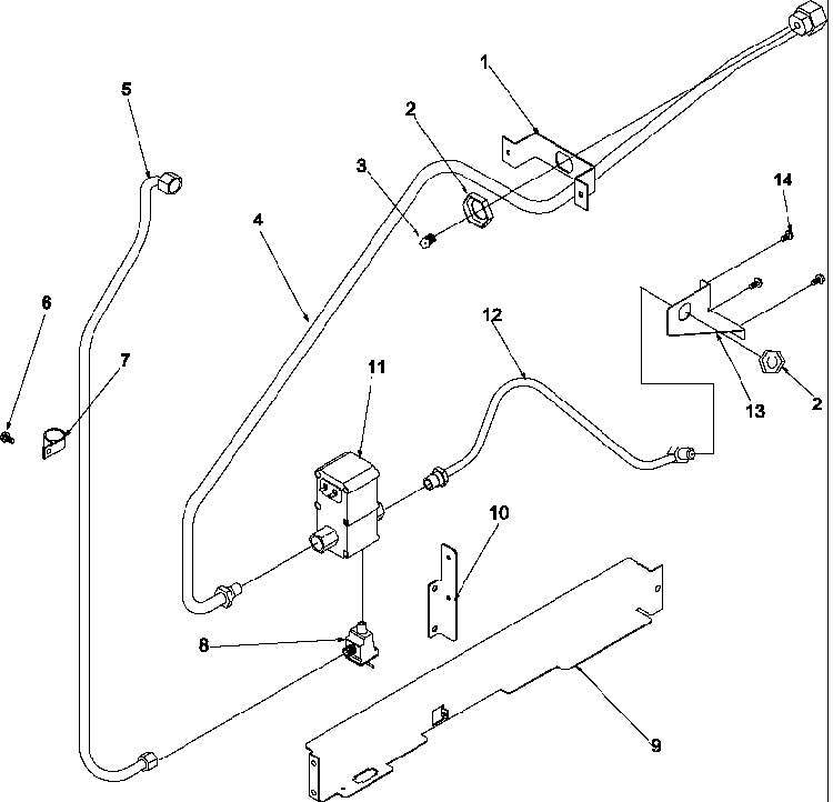 Gas Supply Diagram and Parts List for ARG7800E-P1143365NE  Amana Range