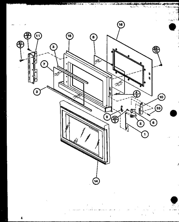 Door Diagram and Parts List for CRS60 P77075-3M Amana Microwave