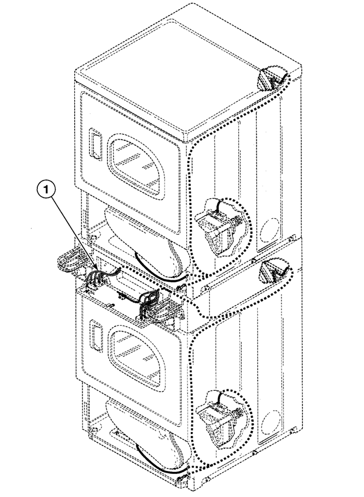 Harnesses 1 Diagram and Parts List for SSE807QF1500  Speed Queen Dryer