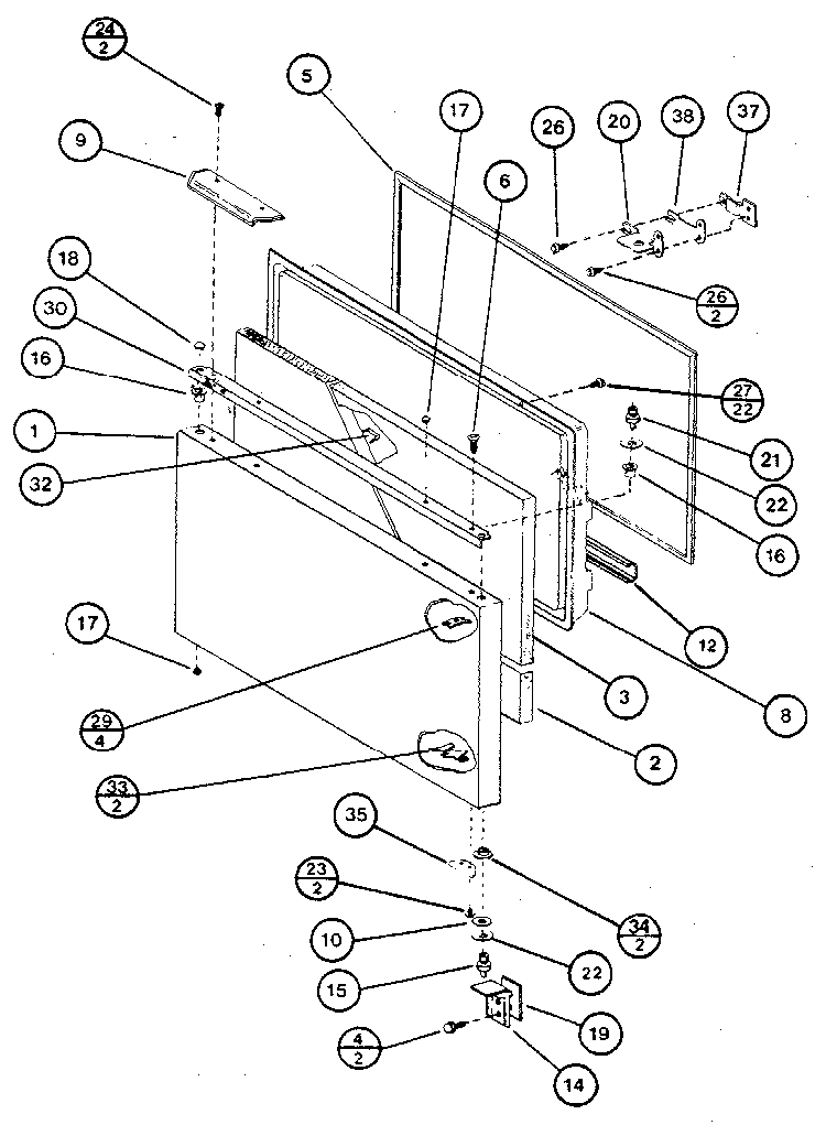 Freezer Door Diagram and Parts List for BW20K-P7812501W  Amana Refrigerator
