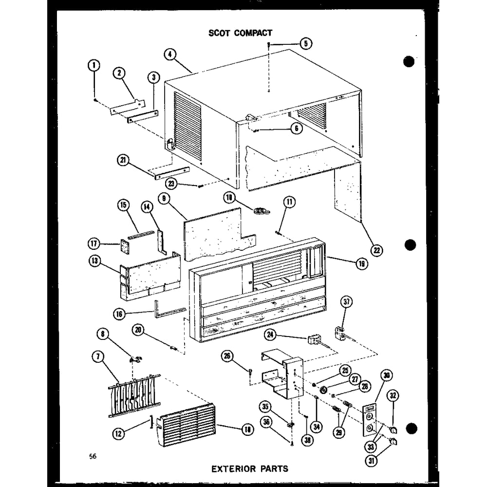 Exterior Parts 2 Diagram and Parts List for 109-2J P54390-83R Amana Air Conditioner