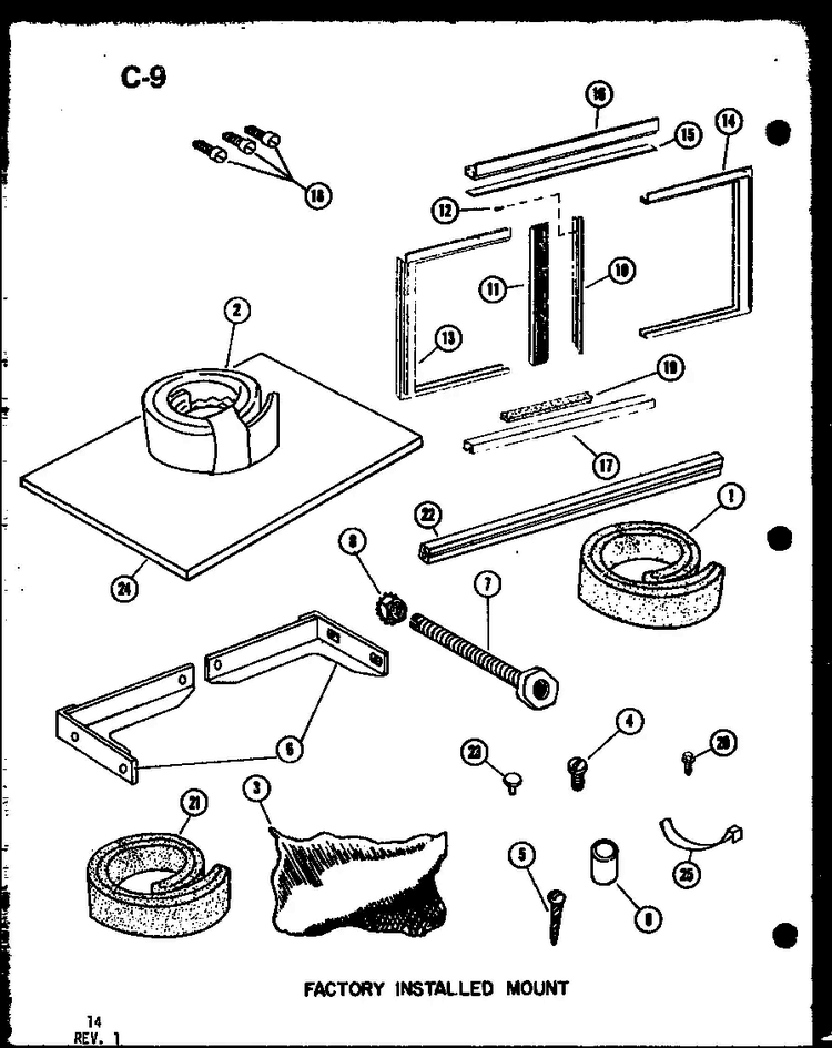 Factory Installed Mount Diagram and Parts List for ES218-3ML P67535-10R Amana Air Conditioner