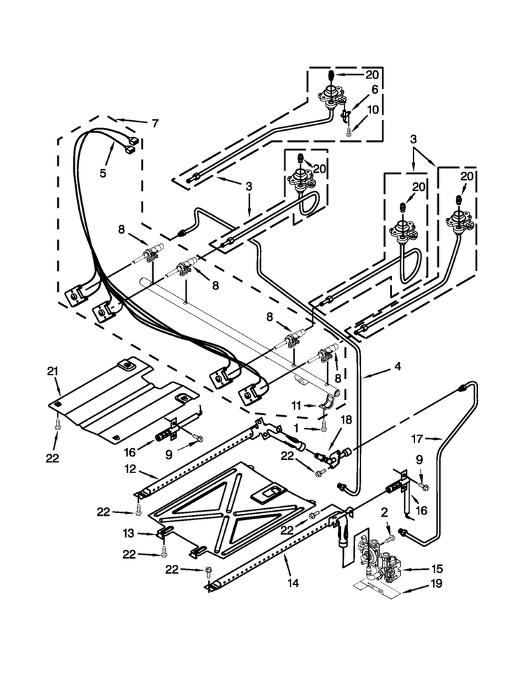 Manifold Parts Diagram and Parts List for MGR7661WB3  Maytag Range