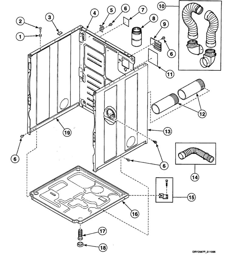 Cabinet Assy Diagram and Parts List for SSE507QF1500  Speed Queen Dryer